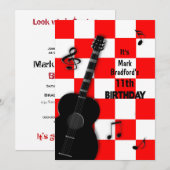 Birthday INSERT Name/age Guitar, Red/White/Black Kaart (Voorkant / Achterkant)