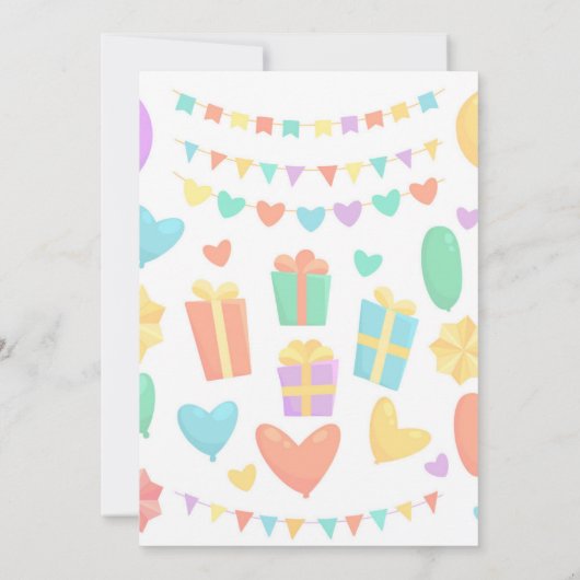 Birthday inval met ballon en cadeauuitnodiging kaart (Achterkant)