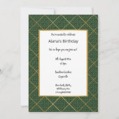 BIRTHDAY-INVITATIE VAN LUXE EMERALD DIERAFDRUKTE KAART (Voorkant)