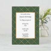 BIRTHDAY-INVITATIE VAN LUXE EMERALD DIERAFDRUKTE KAART (Staand voorkant)