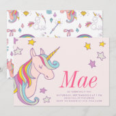 BIRTHDAY-INVITATIE VAN MAGISCHE UNICORN KIDS KAART (Voorkant / Achterkant)