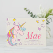 BIRTHDAY-INVITATIE VAN MAGISCHE UNICORN KIDS KAART (Staand voorkant)