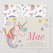 BIRTHDAY-INVITATIE VAN MAGISCHE UNICORN KIDS KAART (Voorkant / Achterkant)