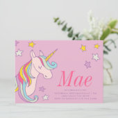 BIRTHDAY-INVITATIE VAN MAGISCHE UNICORN KIDS KAART (Staand voorkant)