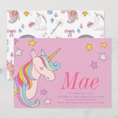 BIRTHDAY-INVITATIE VAN MAGISCHE UNICORN KIDS KAART (Voorkant / Achterkant)