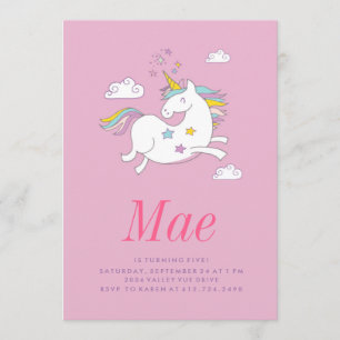 BIRTHDAY-INVITATIE VAN MAGISCHE UNICORN KIDS KAART
