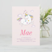 BIRTHDAY-INVITATIE VAN MAGISCHE UNICORN KIDS KAART (Staand voorkant)