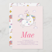 BIRTHDAY-INVITATIE VAN MAGISCHE UNICORN KIDS KAART (Voorkant / Achterkant)