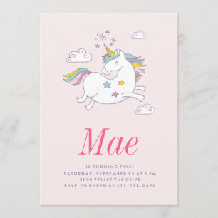BIRTHDAY-INVITATIE VAN MAGISCHE UNICORN KIDS KAART