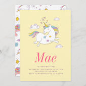 BIRTHDAY-INVITATIE VAN MAGISCHE UNICORN KIDS KAART (Voorkant / Achterkant)