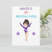 BIRTHDAY-INVITATIES "LET'S TUMBLE GYMNASTICS" KAART (Staand voorkant)
