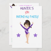 BIRTHDAY-INVITATIES "LET'S TUMBLE GYMNASTICS" KAART (Voorkant / Achterkant)