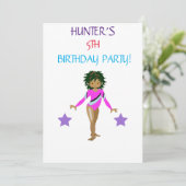 BIRTHDAY-INVITATIES "LET'S TUMBLE GYMNASTICS" KAART (Staand voorkant)
