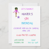 BIRTHDAY-INVITATIES "LET'S TUMBLE GYMNASTICS" KAART (Achterkant)