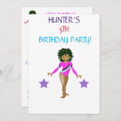 BIRTHDAY-INVITATIES "LET'S TUMBLE GYMNASTICS" KAART (Voorkant / Achterkant)