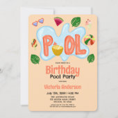 Birthday Invitatio Cool Tropical Summer Pool Kaart (Voorkant)