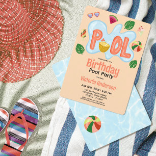 Birthday Invitatio Cool Tropical Summer Pool Kaart