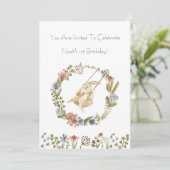 Birthday Invitation (12,7 x 17,8 cm) - Rabbit Kaart (Staand voorkant)