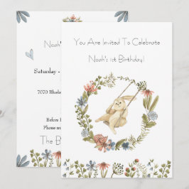 Birthday Invitation (12,7 x 17,8 cm) - Rabbit Kaart