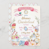 Birthday Invitation Alice in Wonderland Kaart (Voorkant / Achterkant)