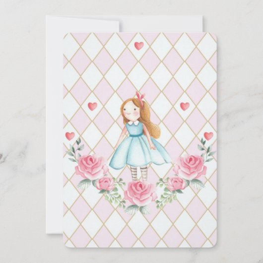 Birthday Invitation Alice in Wonderland Kaart (Achterkant)