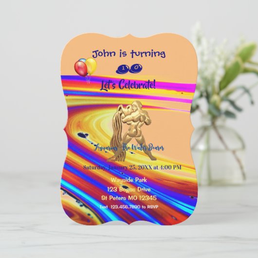 Birthday Invitation Aquarius 01/20-2/18 Kaart (Staand voorkant)