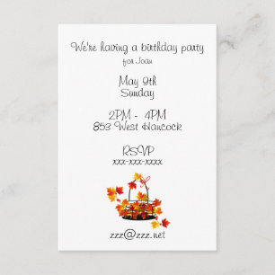 Birthday Invitation Basket of Autumn Leaves Kaart