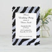 Birthday Invitation Black and Blue Zebra Pattern Kaart (Staand voorkant)