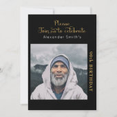 Birthday Invitation Black and Gold Kaart (Voorkant)