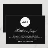 Birthday Invitation Black and White Age Badge Kaart (Voorkant / Achterkant)