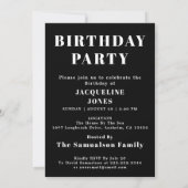 Birthday Invitation Black and White Kaart (Achterkant)