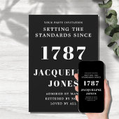 Birthday Invitation Black and White Kaart