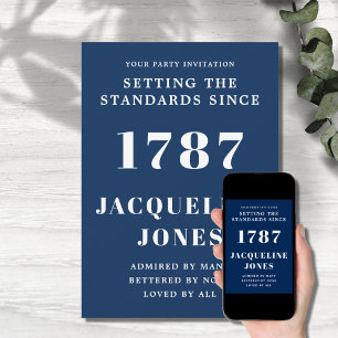 Birthday Invitation Blue and White Kaart