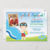 Birthday Invitation Boy Water Slide Pool Kaart (Voorkant)