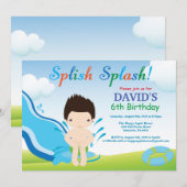 Birthday Invitation Boy Water Slide Pool Kaart (Voorkant / Achterkant)