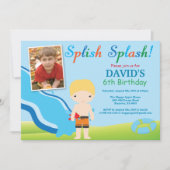 Birthday Invitation Boy Water Slide Pool Kaart (Voorkant)
