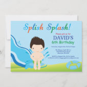 Birthday Invitation Boy Water Slide Pool Kaart (Voorkant)