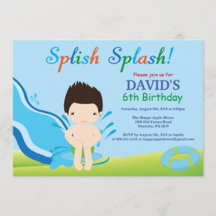 Birthday Invitation Boy Water Slide Pool Kaart