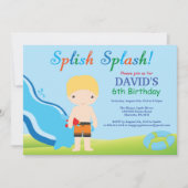 Birthday Invitation Boy Water Slide Pool Kaart (Voorkant)