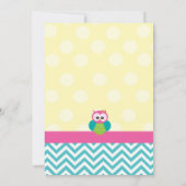 Birthday Invitation Bright Chevron Owl (foto) Kaart (Achterkant)