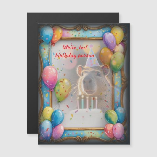 Birthday invitation card Capybara  Magnetische Uitnodiging (Voorkant / Achterkant)