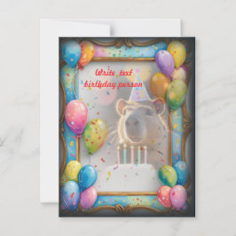 Birthday invitation card Capybara  Magnetische Uitnodiging