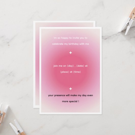 birthday invitation Card Kaart (Voorkant / Achterkant in situ)