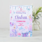 Birthday invitation card. Mermaid for Girls.Custom Kaart (Staand voorkant)