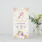 Birthday invitation card. Unicorn for Girls (Staand voorkant)