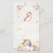 Birthday invitation card. Unicorn for Girls (Achterkant)