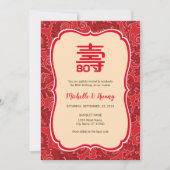 Birthday Invitation Chinese Longevity (Shou) Kaart (Voorkant)