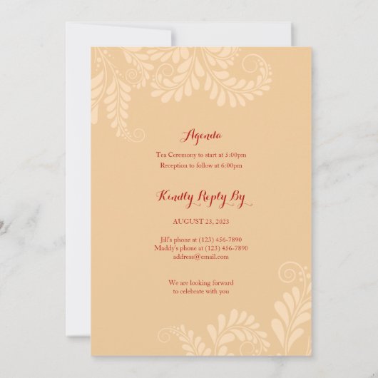 Birthday Invitation Chinese Longevity (Shou) Kaart (Achterkant)