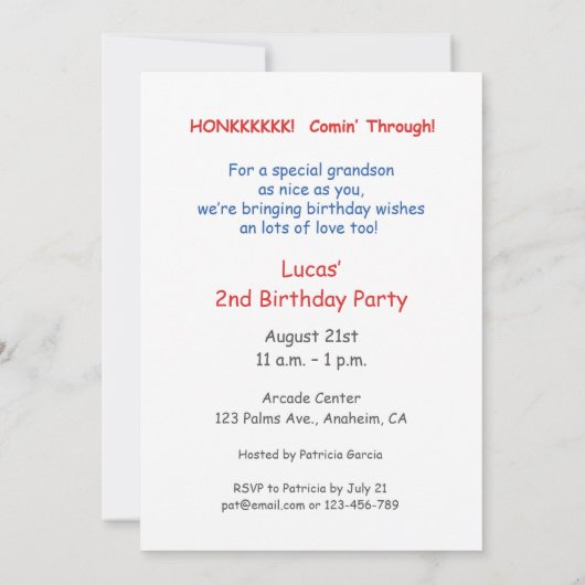 Birthday Invitation Custom Name, Lucas Age, 2 Birt Kaart (Achterkant)