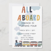 Birthday Invitation Editable Template Modern Train Kaart (Voorkant)
